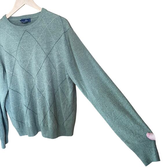 Dockers Men’s Green Argyle Knit Sweater Pullover Size M Medium Acrylic Crewneck - Picture 5 of 6